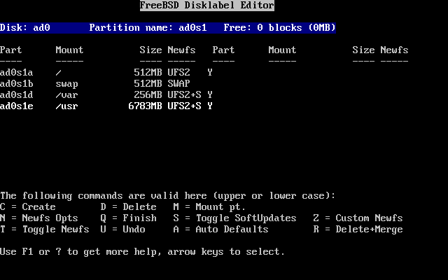  Sysinstall Disklabel