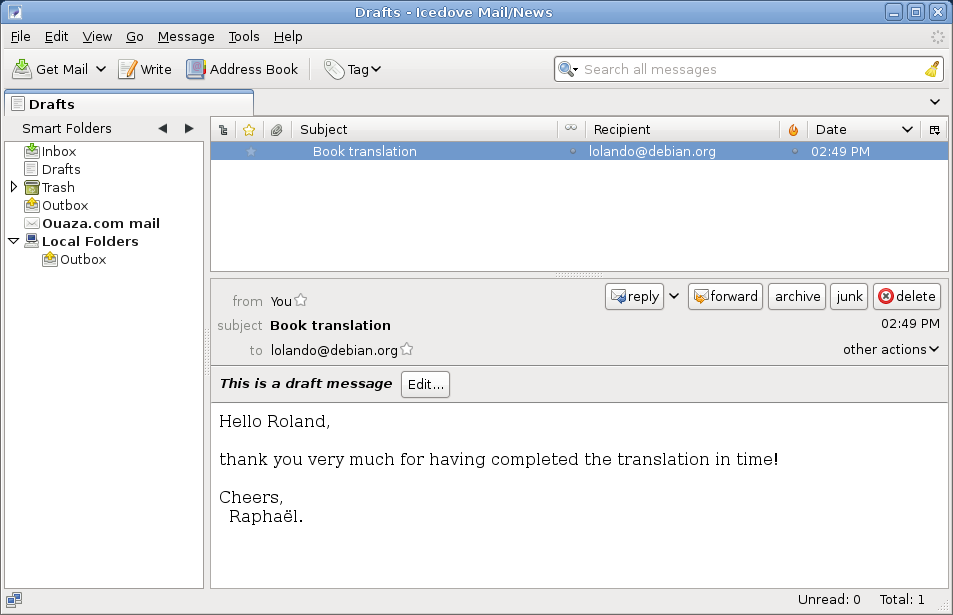 The Icedove email software