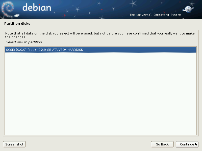 Disk to use for guided partitioning