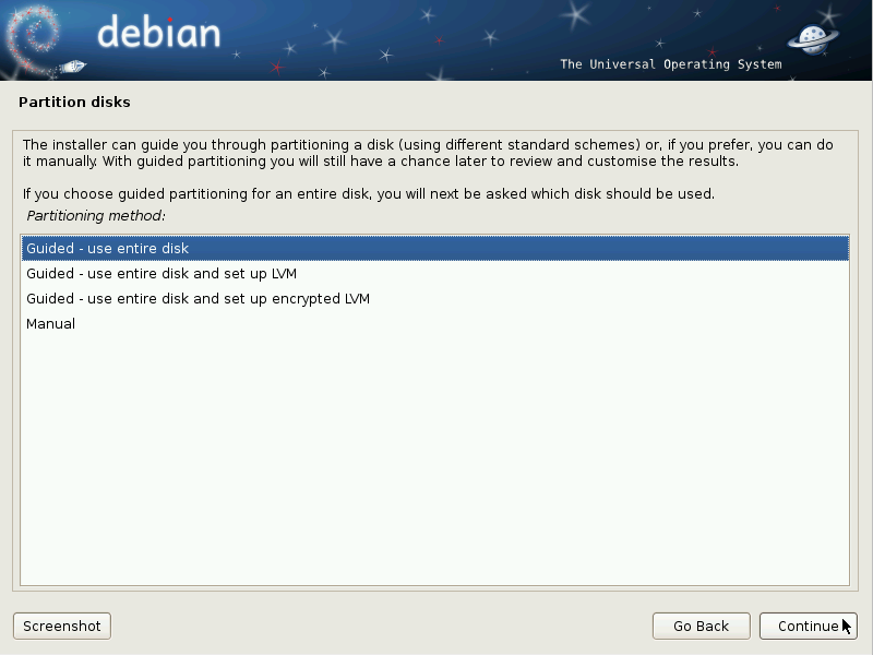 Choice of partitioning mode