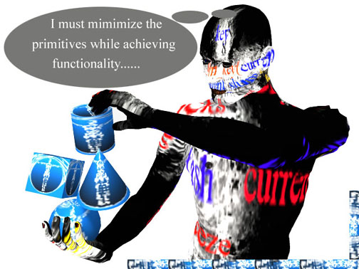 character holding primitive icons