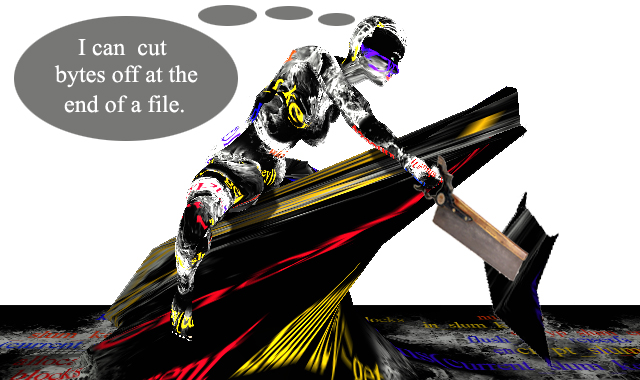 character sawing off end of file